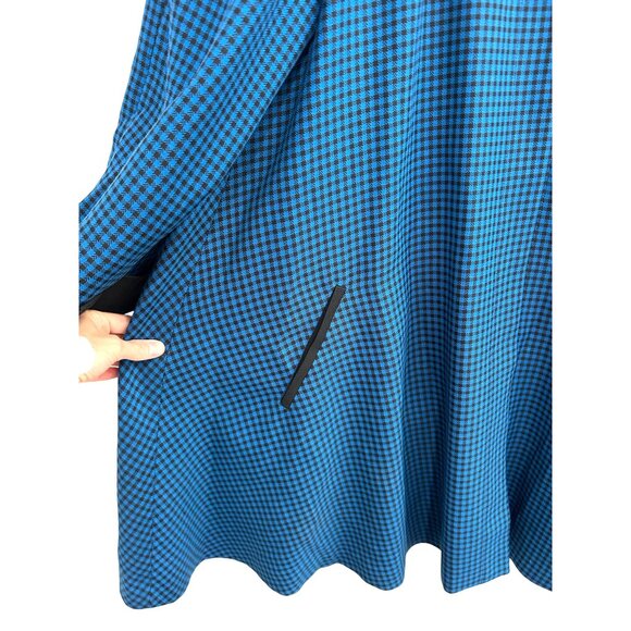 Vintage Cross Country Fashions Blue and Black Checked Button Up Swing Coat SZ 14 - Picture 4 of 10